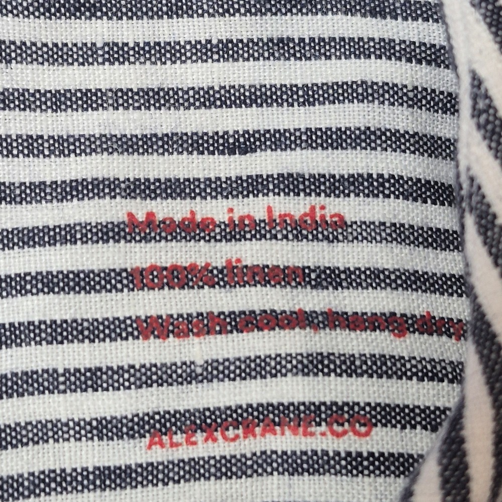 Alex Crane Men's XL Kite Jacket Linen Chore Coat Striped Workwear Coastal NWT - Picture 6 of 6